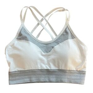 Pro Fit Seamless Women's White Gray Sports Bra Medium